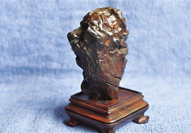 此人说这块石头像鱼尾狮，要让它做新加坡博物馆的镇馆之宝