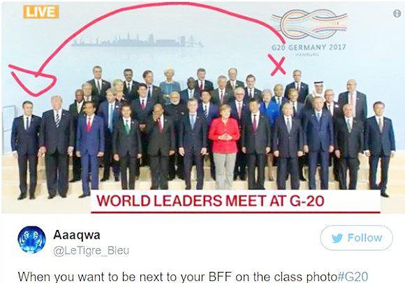 G20表情包：默克尔翻白眼 谁跨越千山万水来看特朗普？