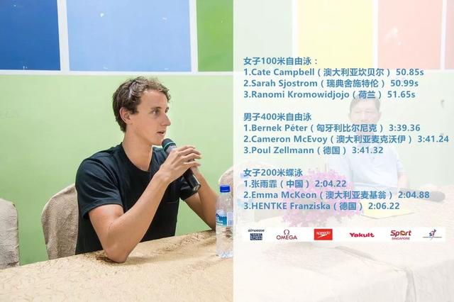 FINA游泳世界杯新加坡站：张雨霏、李冰洁夺冠，1青年纪录被打破