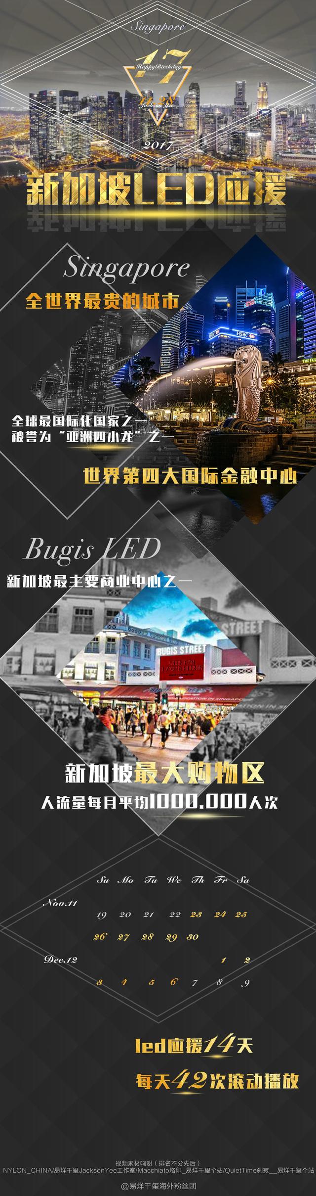 171107 易烊千玺生日海外应援第二弹 新加坡最大购物区LED应援