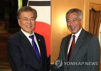 文在寅会见新加坡总理 就发展两国关系交换意见