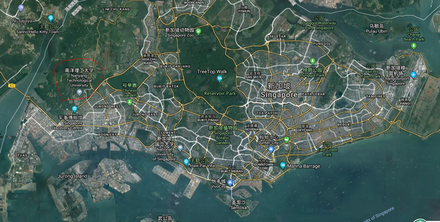 卫星图看亚洲排名第二的新加坡南洋理工大学，超过清华北大浙大