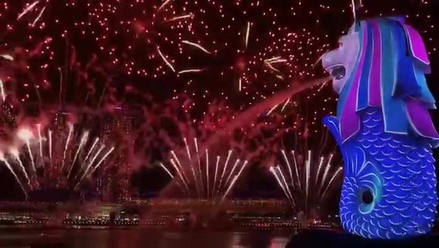 新加坡2018跨年烟花，美爆啦