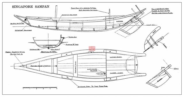 珍藏船模图纸 新加坡舢板