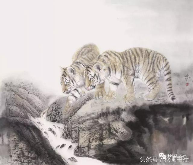 莒县早就没有了老虎，却出了一位画虎的高人，王吉习画虎欣赏