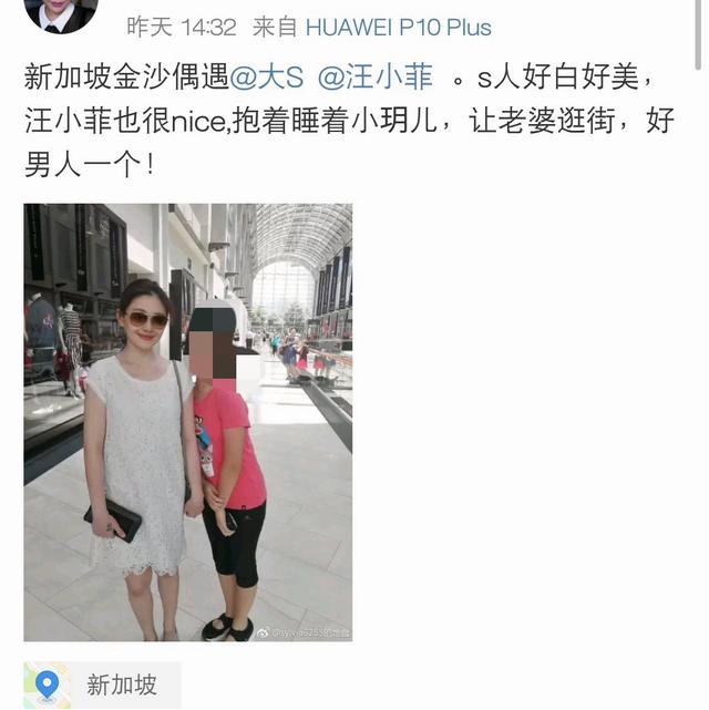 汪小菲带家人游新加坡，网友感叹大S好白好美！