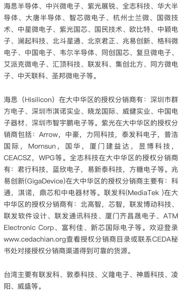 800家电子元器件供应商及代理商