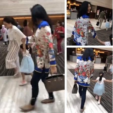 他信英拉兄妹与家人齐聚新加坡 吃饭逛街其乐融融