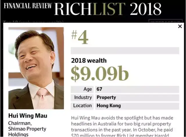 2018澳洲富豪排行榜：华裔富豪跻身前五，在澳洲干这行最赚钱！
