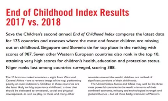 新加坡被选为“全世界最适合小孩成长”的国家