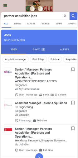 谷歌新加坡推出求职搜索功能 覆盖1500多家招聘网站