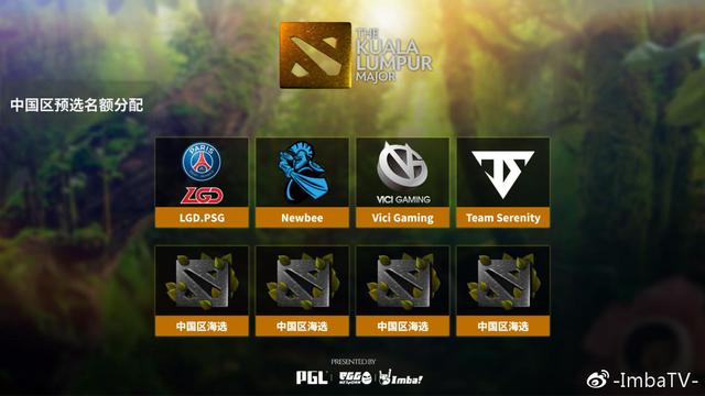 PSG.LGD、NB、VG和TS受邀参加吉隆坡Major中国区预选赛