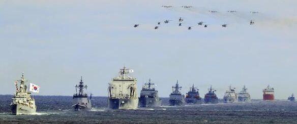 国际阅舰式韩国挂“抗日旗” 遭日本抗议