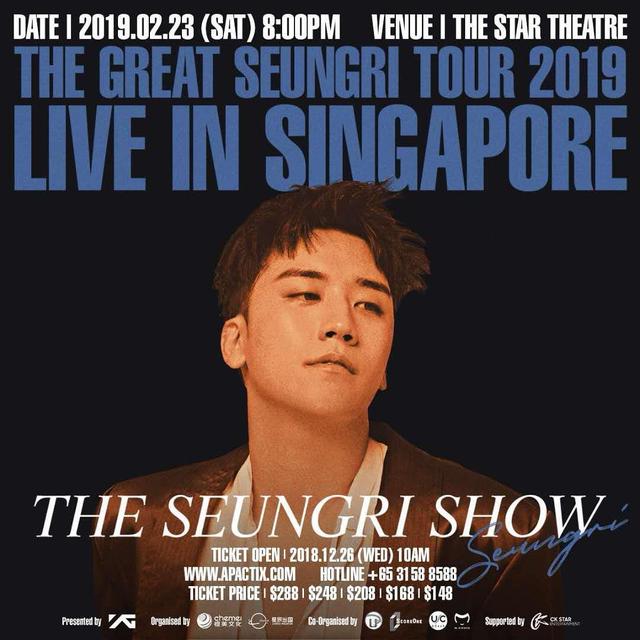 「BigBang」「新闻」181220 “SEUNGRI SHOW”新加坡举办确定 巡演不间歇