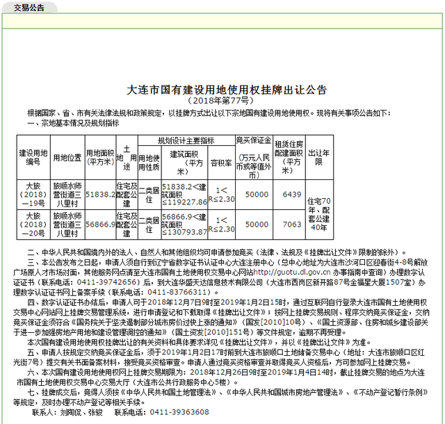 土拍预告：旅顺水师营近11万㎡两宗地块今日正式挂牌！