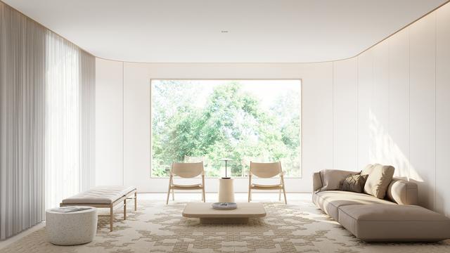 新加坡10区的一座建筑装饰，简约但不缺少设计，米黄色风格