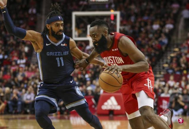 NBA哈登继续发威 火箭射杀灰熊