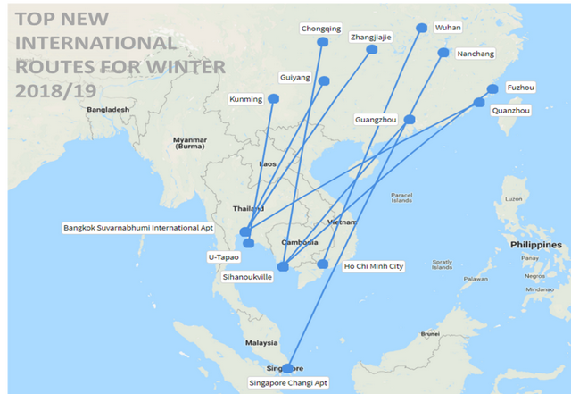 OAG冬春航季调查：十大新增国际航线九条飞东南亚