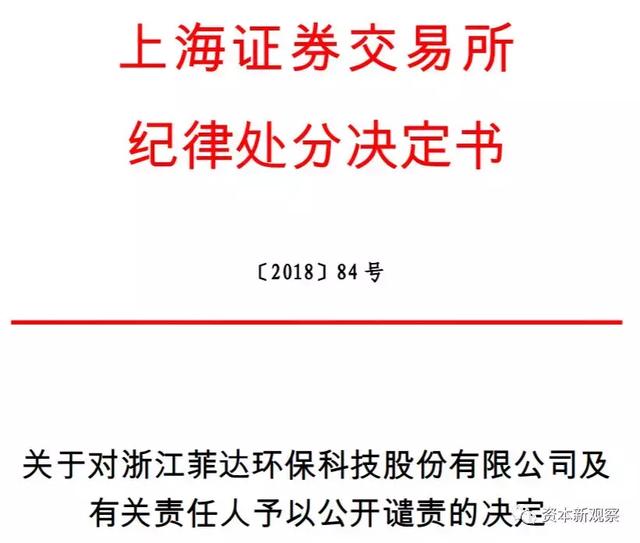 菲达环保时任高管被上交所处分 信披不及时监控不力违规使用募资