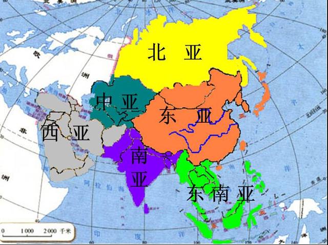 高中地理——亚洲国家的分区（北、南、西、东、中、东南）
