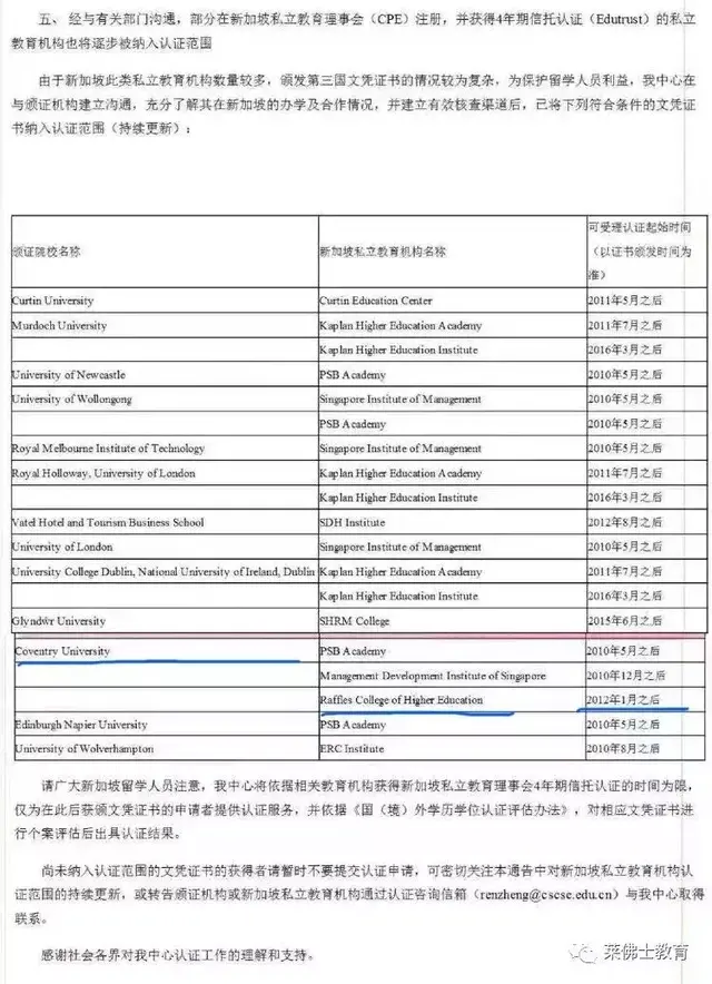 新加坡莱佛士伙伴大学『英国考文垂大学』获中国教育部学历认证！