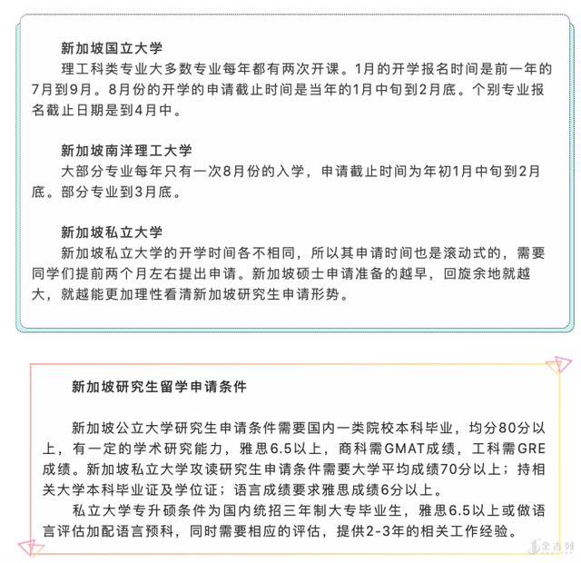 2019新加坡研究生留学申请时间规划一览