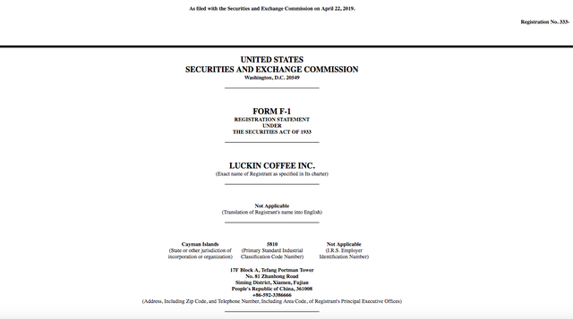 快看｜瑞幸咖啡提交美国IPO申请，至多融资1亿美元