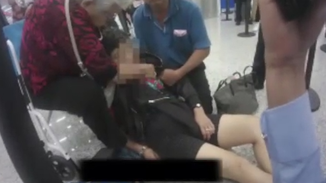 新加坡女子白云机场旧病复发晕倒在地，入境大厅秒变生命急救站