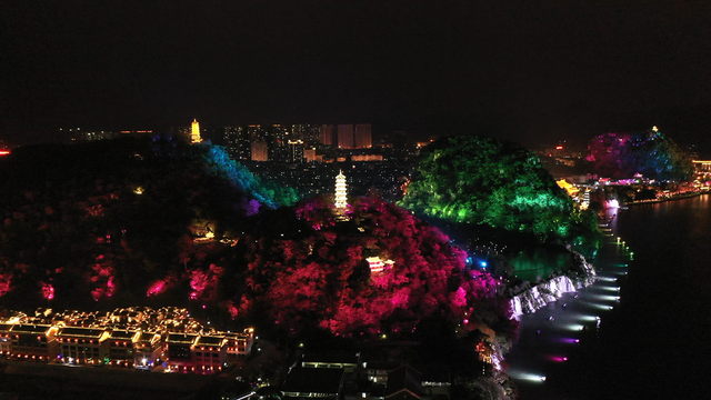 柳江清，紫荆美，夜景惹人醉，航拍柳州看宜居花城的画卷之美！