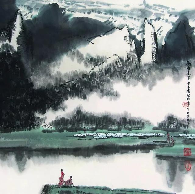 他笔下世界各地的乡村田野水墨画