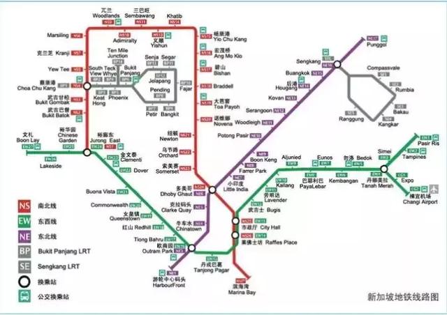 新加坡出行地铁线路图及价格表