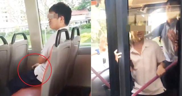 新加坡男子在公交对着女孩手淫，热心路人挺身而出押其前往警察局