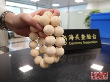 净重280克疑似象牙手串在厦被查获 自非洲进境