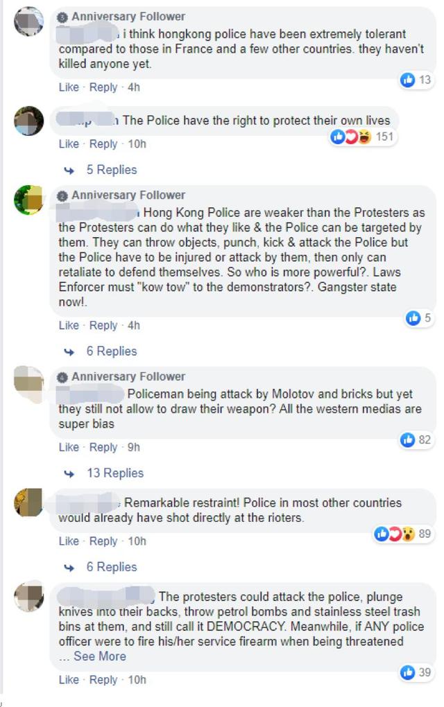在被严重污染的外网，大批”外网友”坚持谴责暴徒，声援香港警察