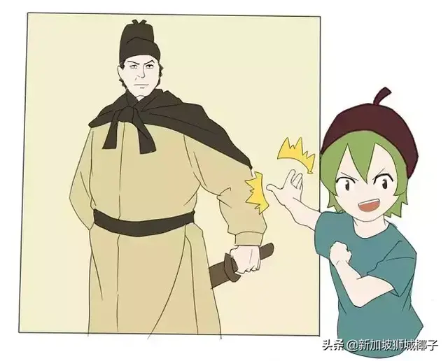 据说，他是中国第一个吃榴莲的人，就在新加坡旁