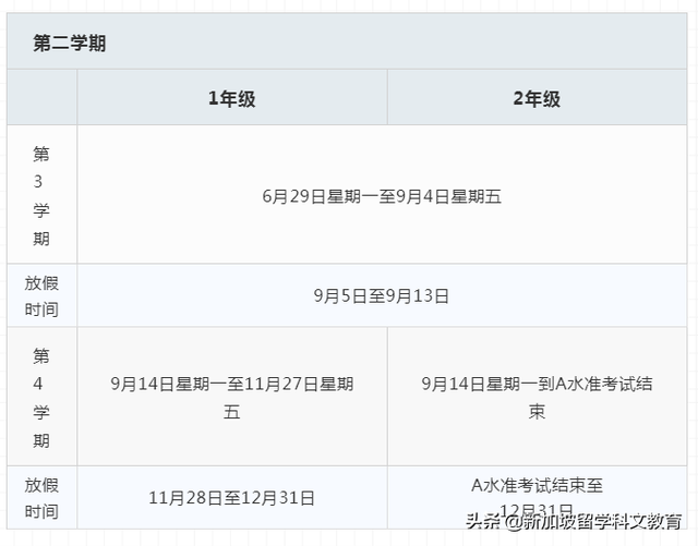 新加坡留学｜2020年新加坡学校学期、假期安排出炉