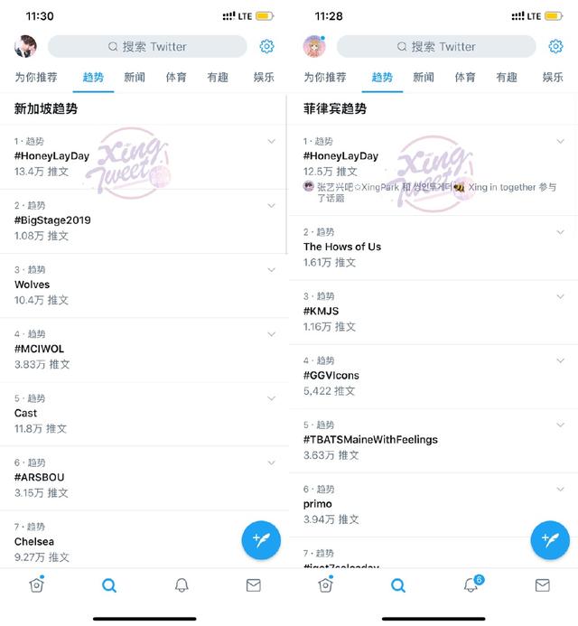 191007“HoneyLayDay”话题登推特泰国韩国等多国+全球趋势第一