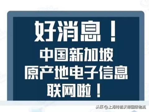 好消息！中国新加坡原产地电子信息联网啦