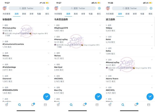 191007“HoneyLayDay”话题登推特泰国韩国等多国+全球趋势第一