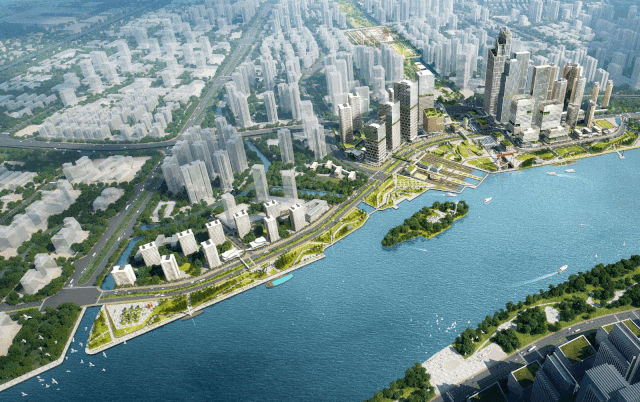 广州船厂滨水工业遗址上，打造了125万的TOD综合体“湾区未来港”