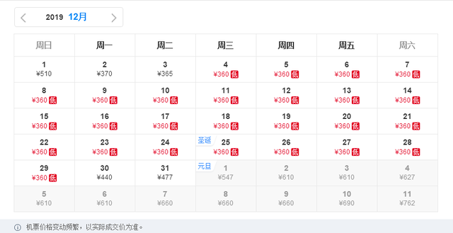 机票白菜价！最低135元！12月从西安出发玩转国内外