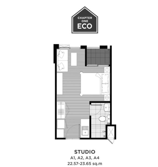 2年包租+3年托管，曼谷北欧风生态大城Chapter One Eco的Studio户型不考虑来一套吗？