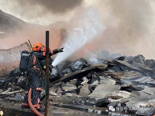 新加坡化工厂大火狂烧6小时，出动130名消防员