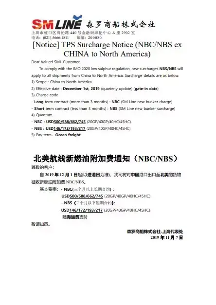 东莞国际物流漕帮 最新各大船公司THC等费率调整和停航通知汇总