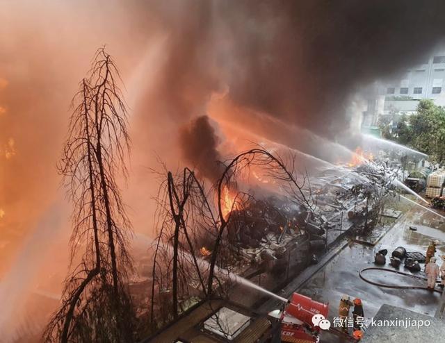 新加坡化工厂大火狂烧6小时，出动130名消防员