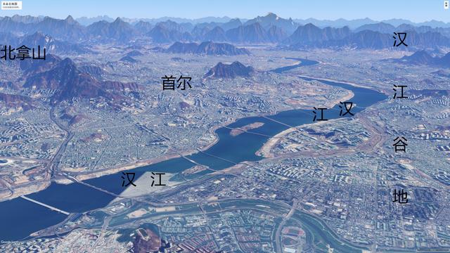韩国五大城市简易地形图，首尔，釜山，仁川，大邱和大田