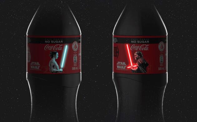 可口可乐定制《星球大战》新包装：摸一下剑会发光，限量8000瓶