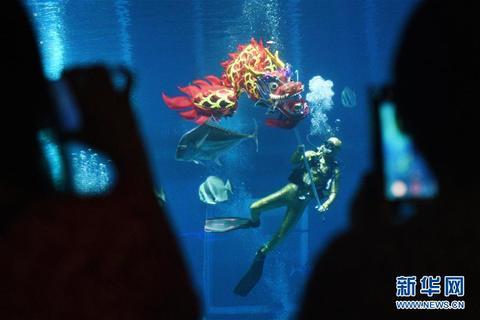 新加坡：水下舞龙庆新年