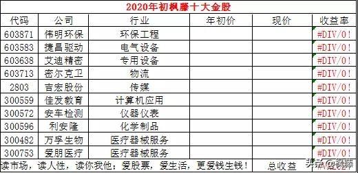 2020年！最具潜力的十大金股