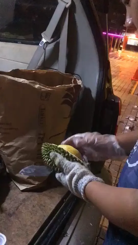 新加坡终于也到了榴莲旺季了，我买了一粒猫山王两粒红虾，好吃